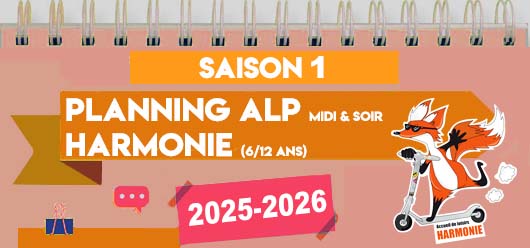 Planning ALP Harmonie, midi et soir (élémentaire)